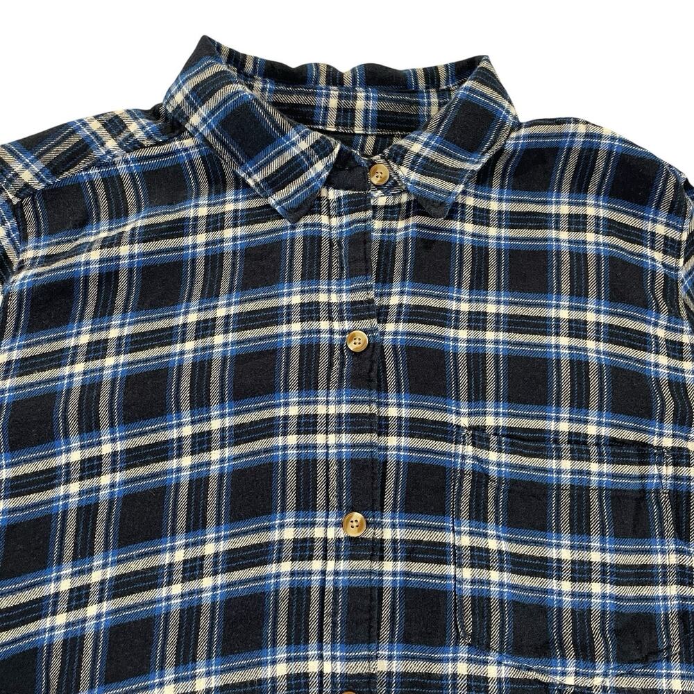 Abercrombie & Fitch Flannel Shirt Women's Large Blue Plaid Long Tail Super Soft